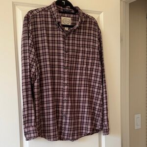 St. John's Bay Maroon Plaid Button-Down Shirt